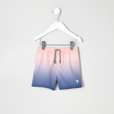 Mini boys blue dip dye swim shorts